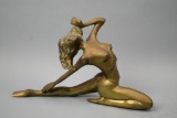 Brass Nude Woman Dancer Statue