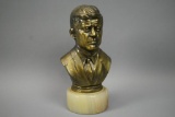 Brass John F Kennedy Bust Statue With Marble Base