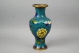 Blue Cloisonne Vase with Flower Motif
