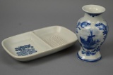 Blue And White Chine Plate And Vase