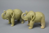 2 Hand Carved Stone Elephant Figurines