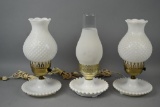 3 Vintage MIlk Glass Lamps