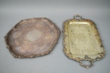 2 Vintage Silver Plated Serving Trays