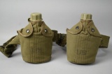 2 US Army Canteens With Belt