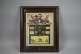 Framed Civil War Coin And Stamp Collection
