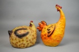 2 Decorative Paper Machete Chickens