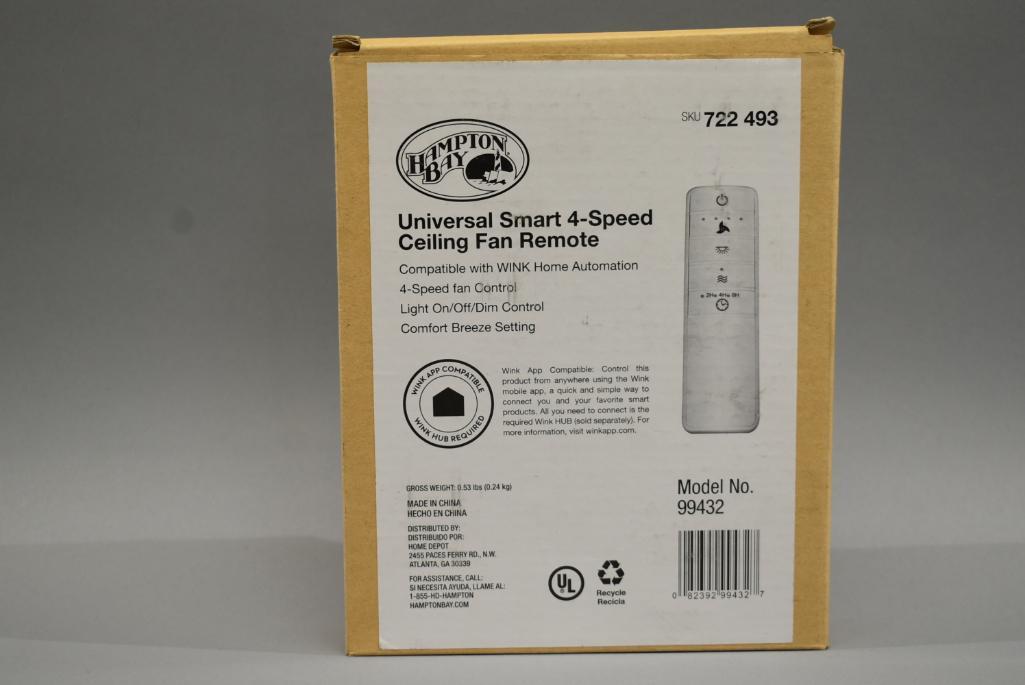 Hampton Bay Universal Smart 4 Speed Ceiling Fan Remote Control