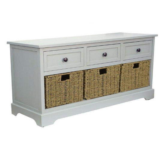 NEW Beachcrest Home Ardina Wood Storage Bench