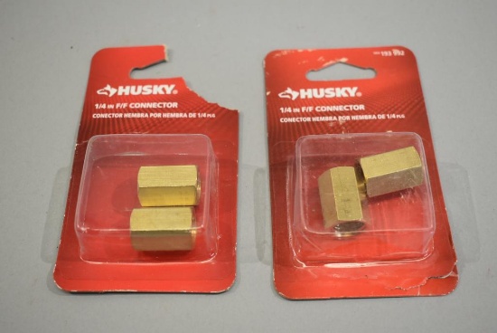 2 Husky 1/4in F/F Brass Connector Fittings