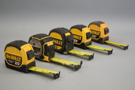 5 Dewalt 25ft Tape Measures