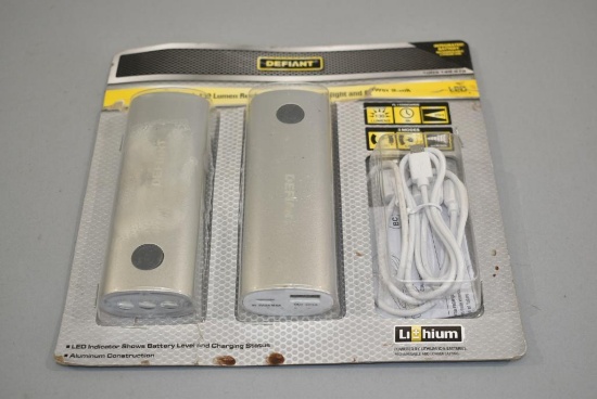 Defiant 2-Pack 130 Lumen Rechargeable LED Flashlight And Power Bank