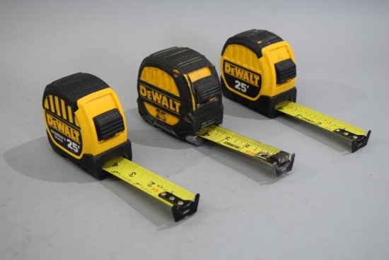 3 Dewalt 25ft Tape Measures