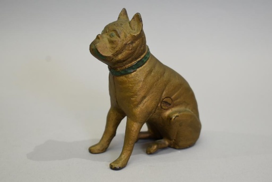 Vintage Cast Iron French Bull Dog Coin Bank