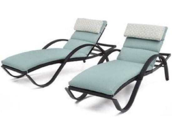 2 NEW Northridge Reclining Chaise Lounge with Cushions