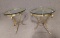 2 Brass Swan Glass Top End Tables