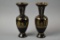 2 24kt Hand Painted Gold Vases
