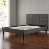 NEW Queen Size Zinus Upholstered Square Stiched Platform Bed