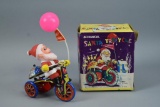 Vintage Tin Mechanical Santa Tricycle