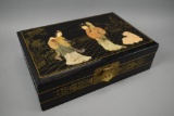 Vintage Oriental Black Lacquer Jewelry Box