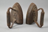 2 Antique Cast Iron Sad Irons