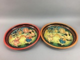 2 Vintage Tin Proky The Pig Serving Platters