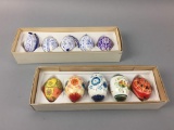 2 Hand Painted Egg Ornament Sets