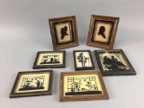 7 Antique Silhouette Paintings