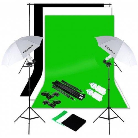 CRAPHY Photo Studio Lighting Kit with Muslin Backdrop Kit