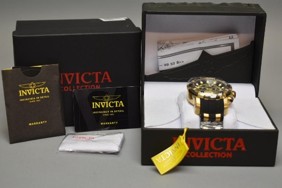Invicta Men's Bolt Chronograph Watch with Gold-plated Stainless Steel Black Dial