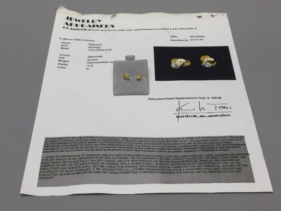 Pair Of Diamond 10kt Yellow Gold Earrings