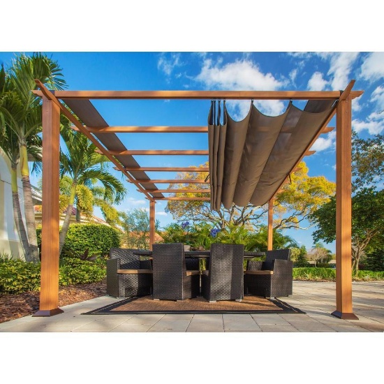 NEW Paragon Outdoor 11ft x 16ft Pergola With Cocoa Color Canopy