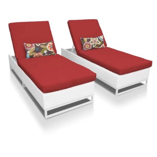 2 NEW Miami Reclining Chaise Lounge with Cushion