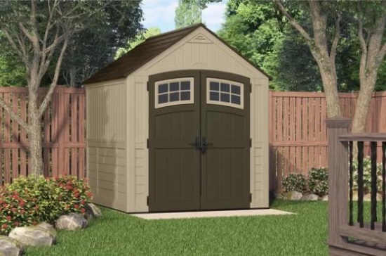 NEW Suncast Sutton 7.5 ft. W x 7 ft. D Resin Storage Shed