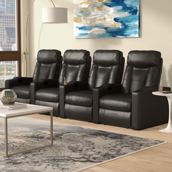 NEW Home Theater Leather Recliners (Row Of 4)