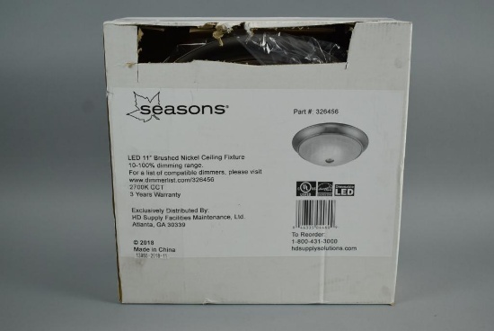 NEW Seasons Brushed Nickel 11in LED Ceiling Lamp