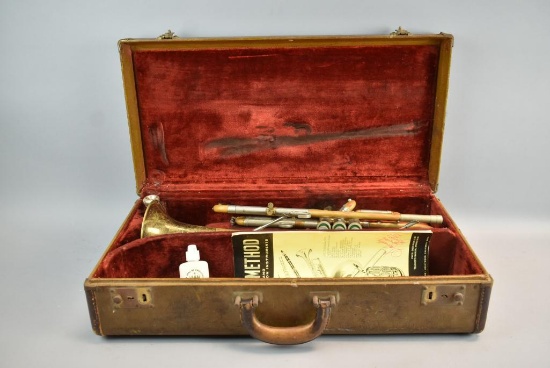 Vintage Trumpet With Carrying Case