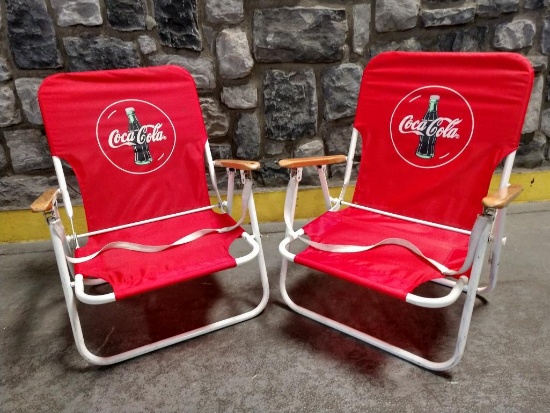 2 Coca Cola Folding Beach Chairs