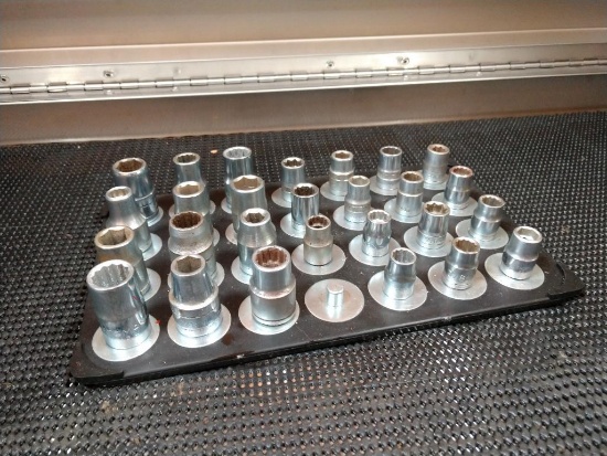 LOT Of Assorted Sockets With Magnetic Tray