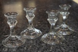 4 Pressed Glass Candle Stick Holders