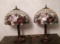 2 Bronze Tiffany Style Table Lamps