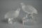 2 Lalique France Partridge Quail Bird Crystal Paperweight Figurines