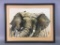 Vintage Framed Original Elephant Acrylic Painting On Canvas