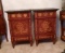 2 Marble Top Ornate French Provincial Burl Walnut Side Tables