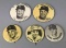 5 Vintage Baseball Player Pin Back Buttons
