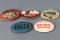 5 Vintage Oval Pin Back Buttons
