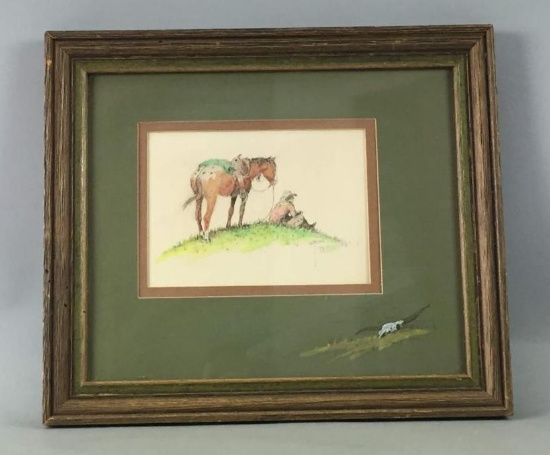 Framed Original Watercolor Painting "Open Range" By William T. Zivic
