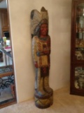 Vintage Life Size Hand Carved Wooden Indian Chief Cigar Store Statue