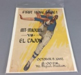 Vintage 1962 Mt Miguel Vs El Cajon High School Football Program