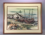 Vintage Framed Original Watercolor Painting On Paper by Guenther M. Riess