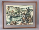 Vintage Framed Original Watercolor Painting On Paper by Guenther M. Riess